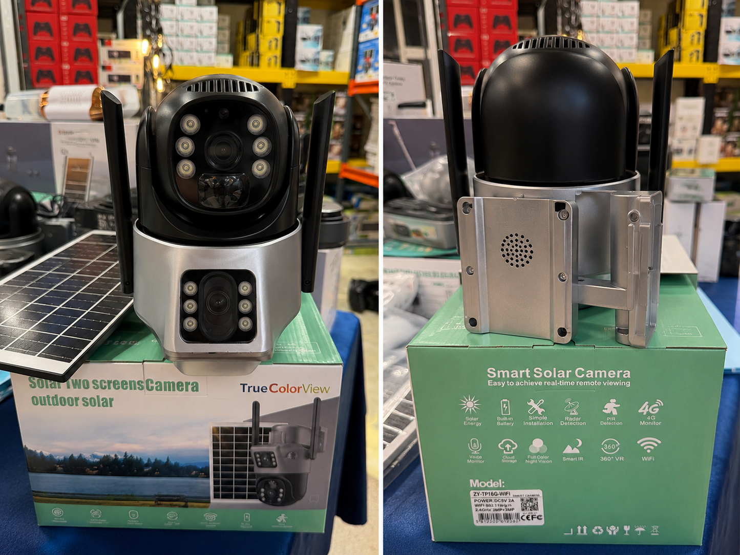 Cameră Supraveghere Solară Smart WiFi/4G, Două Lentile, Panou Solar, 360°, Night Vision