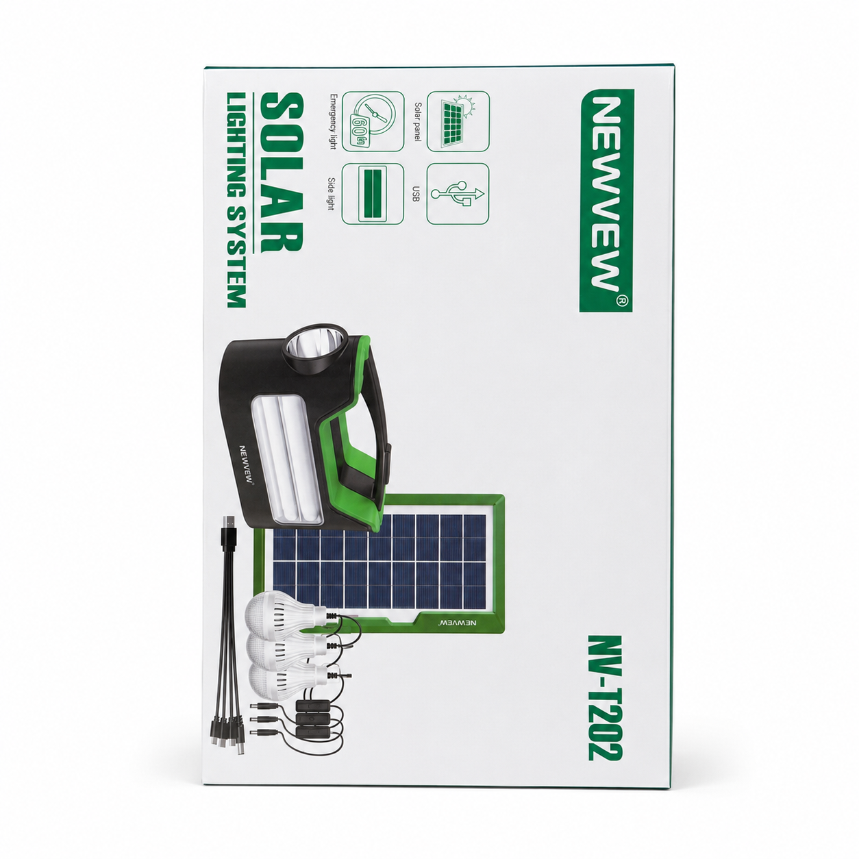 Kit Solar Portabil NEWVEW NV-T202 cu 3 Becuri LED și Powerbank USB