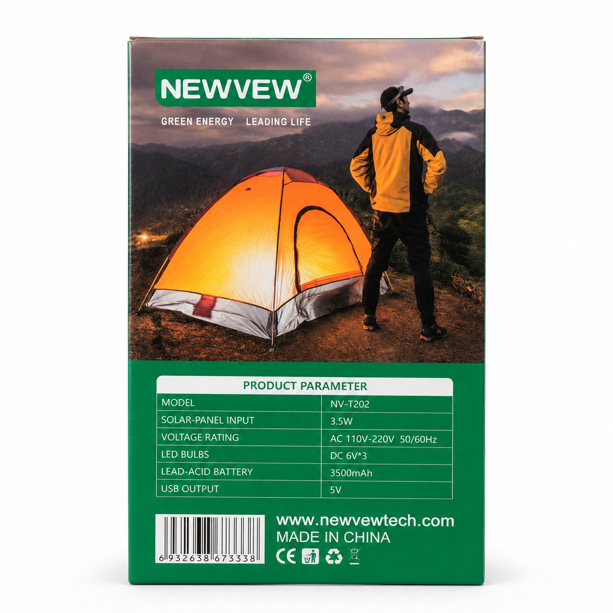 Kit Solar Portabil NEWVEW NV-T202 cu 3 Becuri LED și Powerbank USB