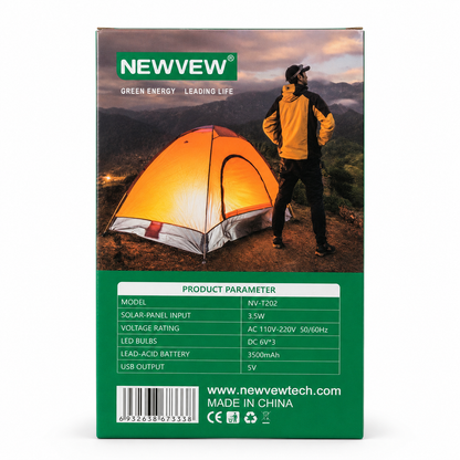 Kit Solar Portabil NEWVEW NV-T202 cu 3 Becuri LED și Powerbank USB
