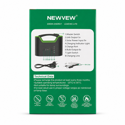 Kit Solar Portabil NEWVEW NV-T202 cu 3 Becuri LED și Powerbank USB